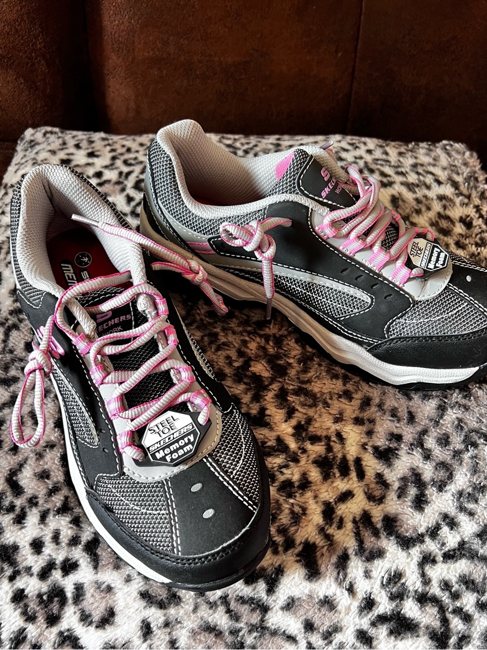 Skechers Work Biscoe ST Steel Toe Shoes Women’s Size 6 Black Pink - LIKE NEW! - Picture 9 of 11
